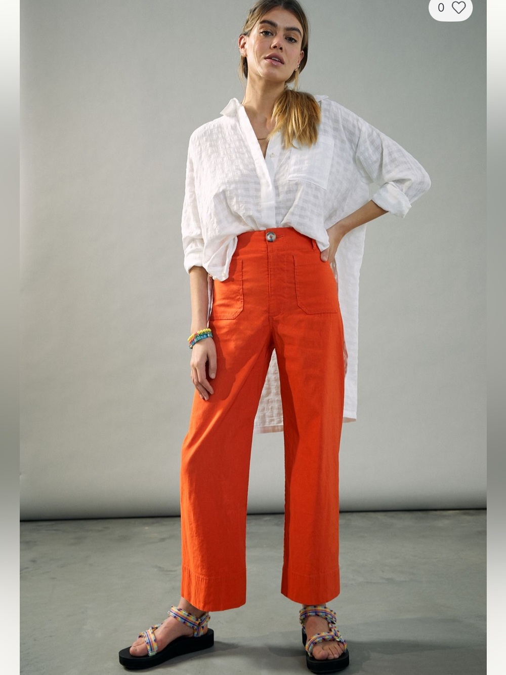 Maeve The Colette High-Rise Wide-Leg Cropped Pants in Orange